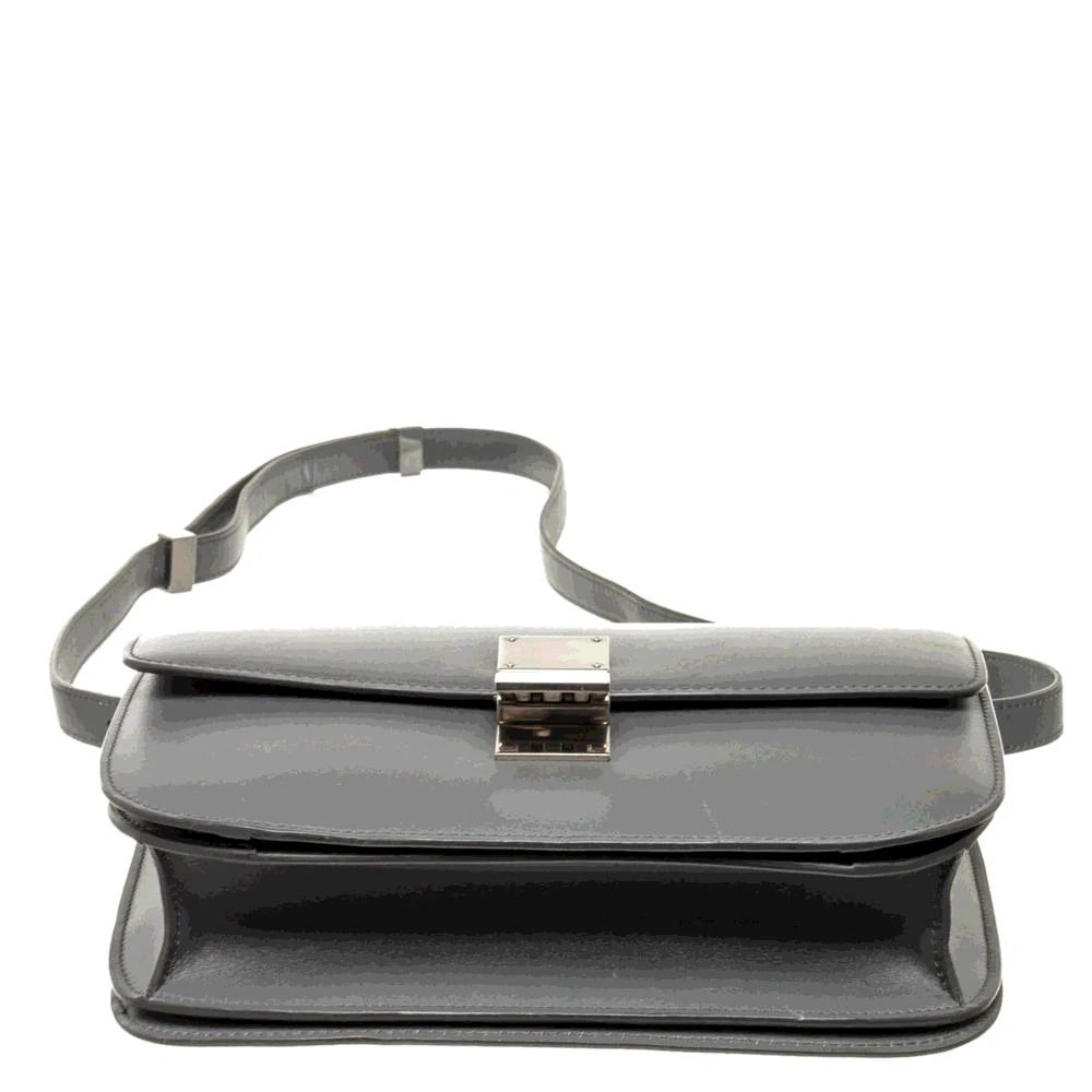 商品[二手商品] Celine|Celine Grey Leather Box Classic Medium Shoulder Bag,价格¥22835,第4张图片详细描述