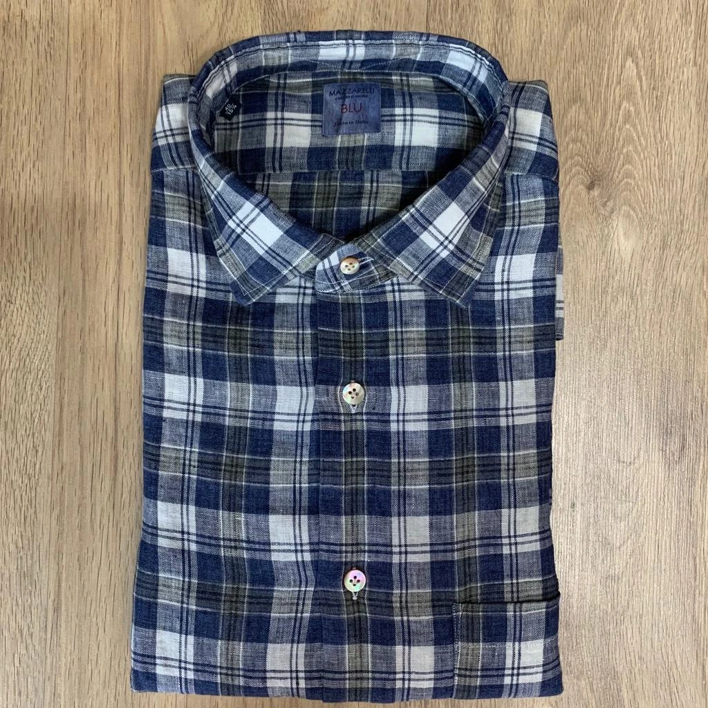 商品Mazzarelli|Mazzarelli Shirt Madras Lino,价格¥882,第1张图片
