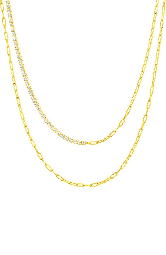 商品NES JEWELRY|Half Tennis & Paper Clip Chain Layered Necklace,价格¥29,第1张图片