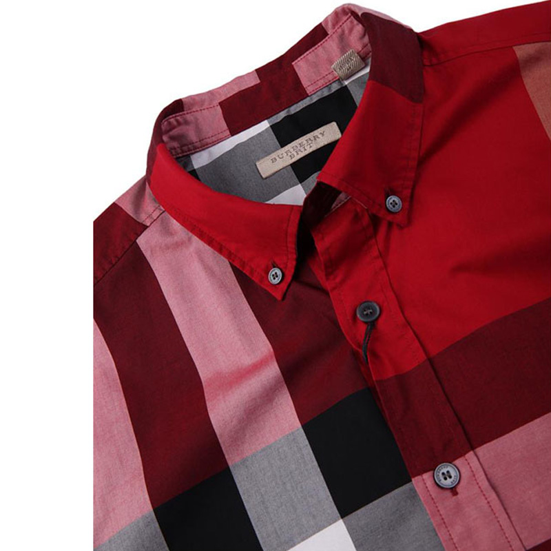 Burberry 博柏利 男士红色格纹长袖衬衫 4554721商品第3张图片规格展示