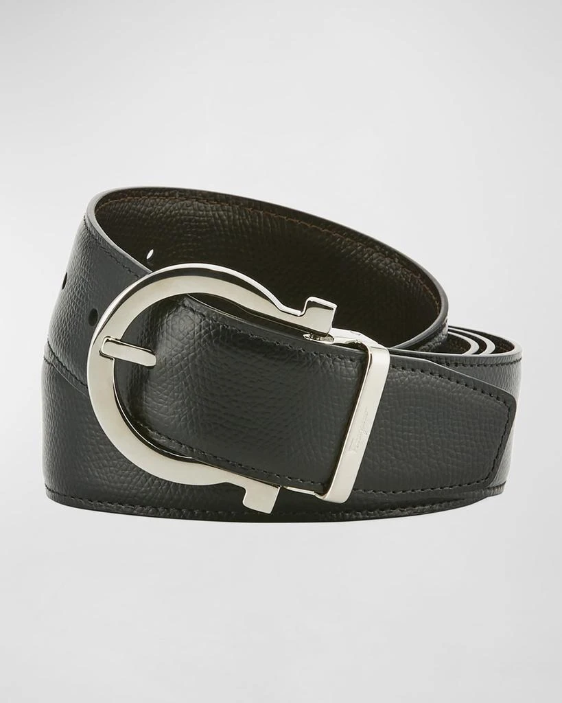 商品Salvatore Ferragamo|Men's Stamped Leather Gancio Buckle Belt,价格¥3833,第1张图片