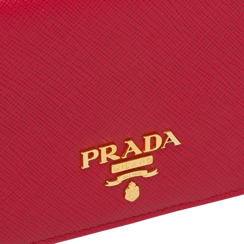 【预售3-7天】PRADA/普拉达 22春夏新款 女士亮红色皮革金标折叠长薄款钱包1MV018_QWA_F068Z商品第5张图片规格展示