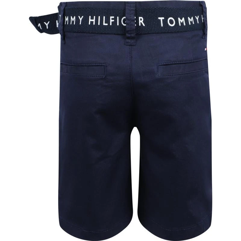 商品Tommy Hilfiger|Classic organic bermudas with branded belt in navy,价格¥474,第2张图片详细描述