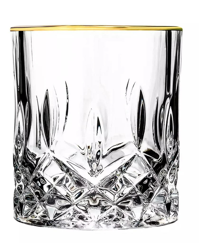 商品Lorren Home Trends|Opera Gold Collection 4 Piece Crystal Double Old Fashion Glass with Gold Rim Set,价格¥414,第2张图片详细描述