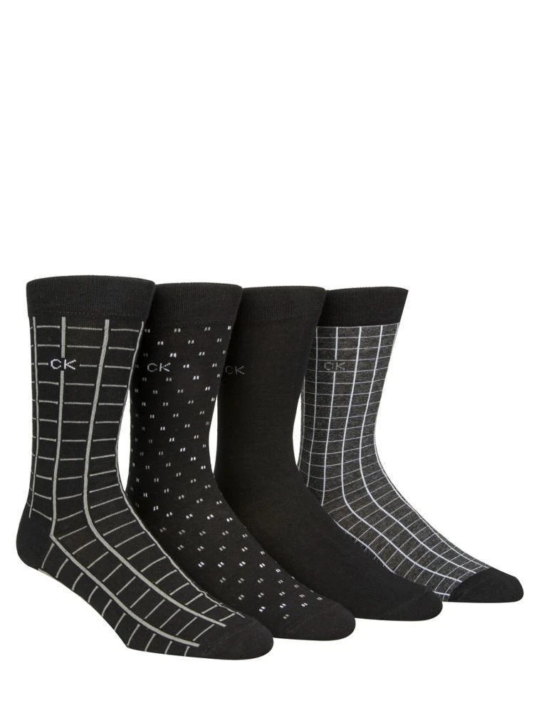 商品Calvin Klein|4-Pack Holiday Grid Crew Socks,价格¥109,第2张图片详细描述