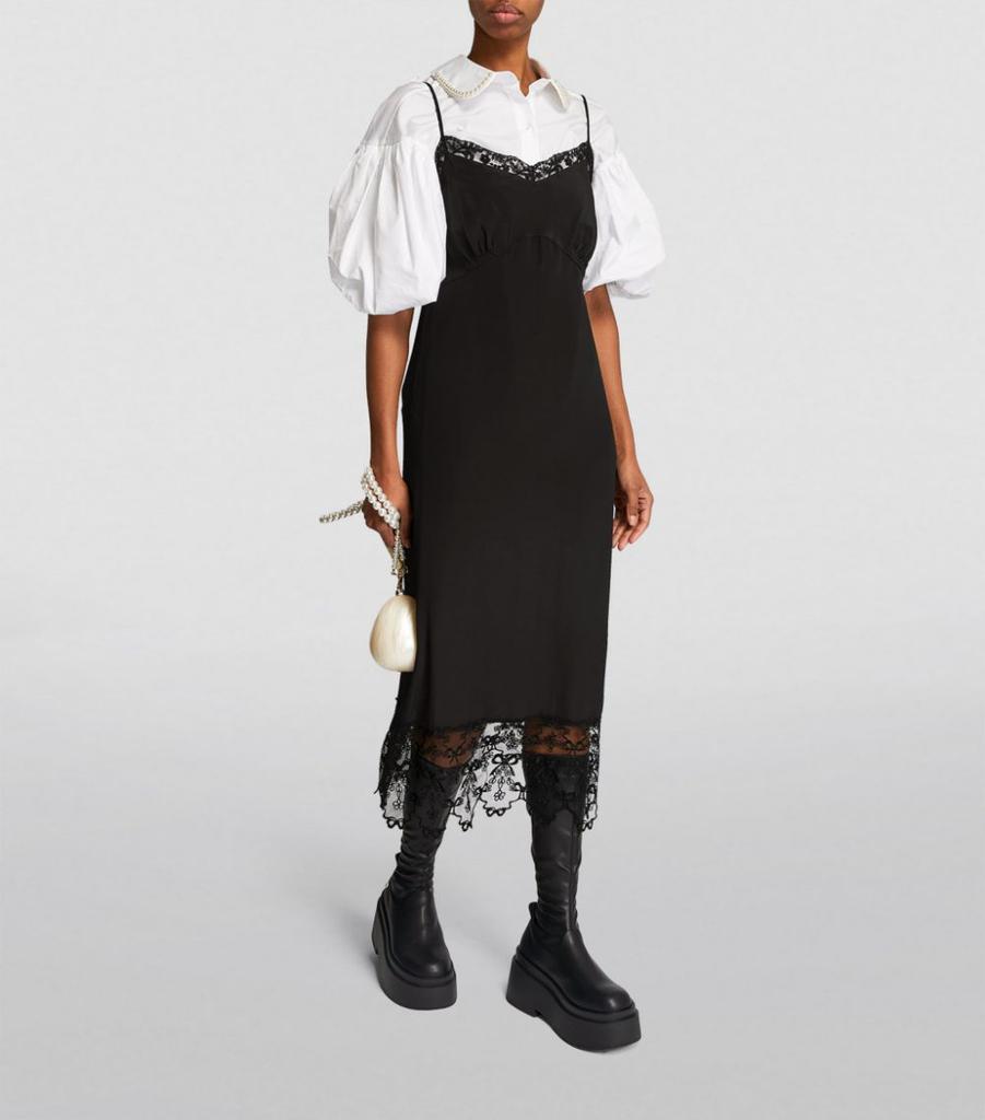 Lace-Trim Midi Dress商品第2张图片规格展示