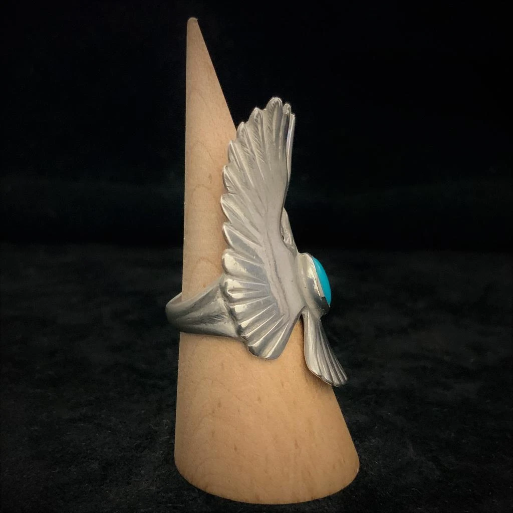 商品Native Feather|Goros Turquoise Eagle Ring - Silver And Blue,价格¥11570,第2张图片详细描述
