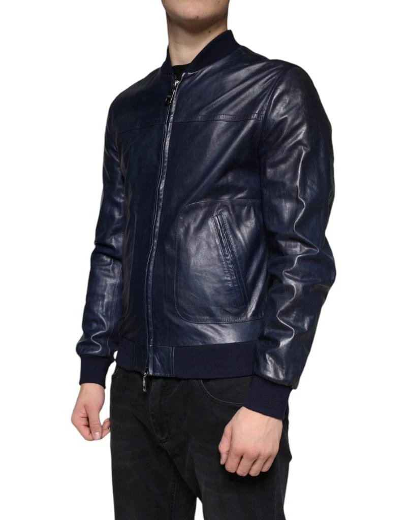 商品Dolce & Gabbana|Lambskin Leather Full Zip Biker Men's Jacket,价格¥10299,第2张图片详细描述