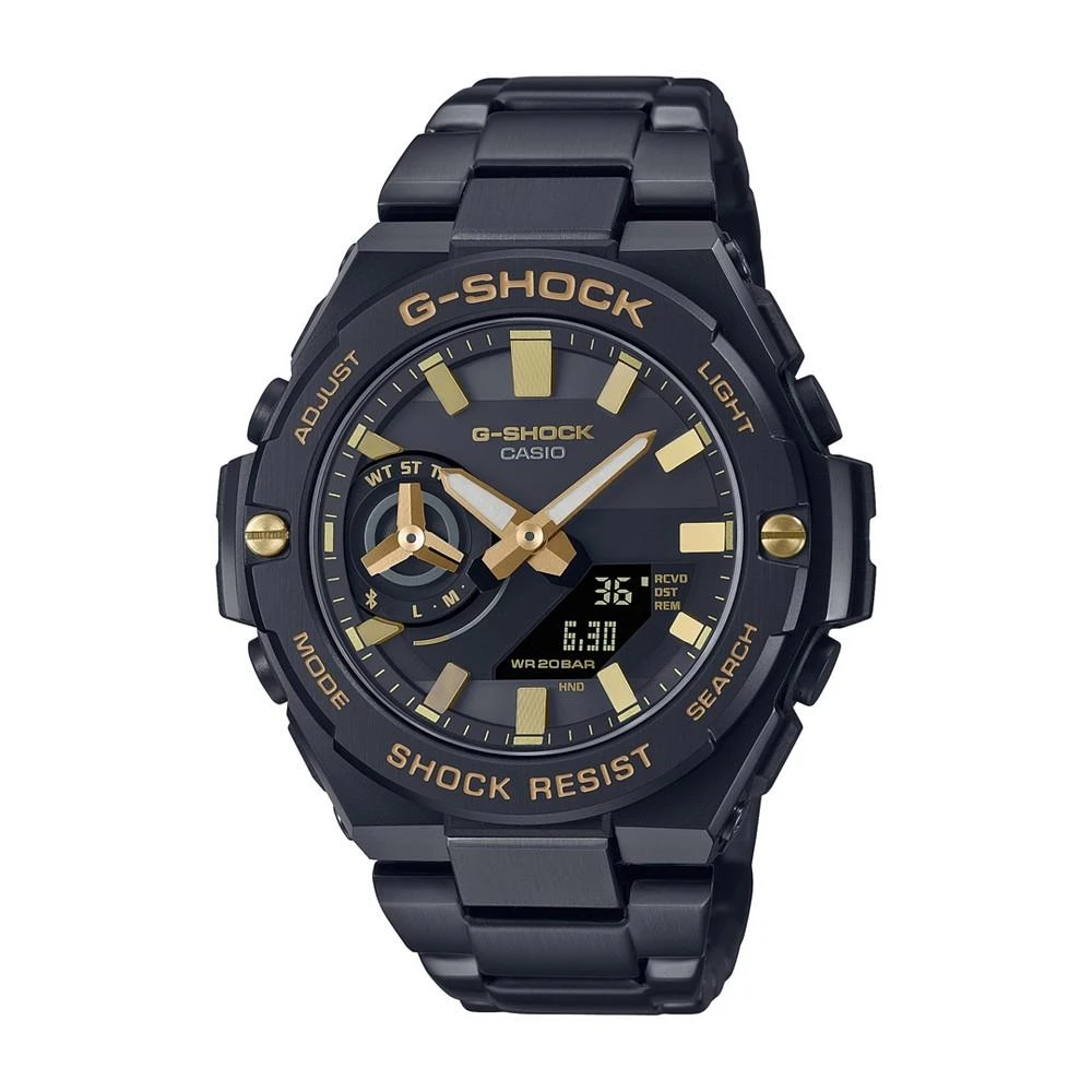 商品G-Shock|Men's Black Ion Plating with Gold-Tone Accent Bracelet Watch 48.9mm GSTB500BD1A9,价格¥2843,第1张图片