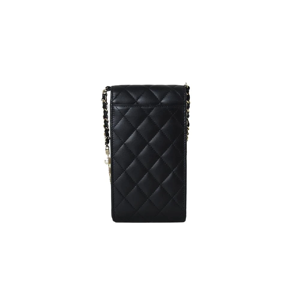 商品Chanel|Chanel Phone Holder With Pearl Chain Lambskin Black Gold,价格¥32187,第3张图片详细描述