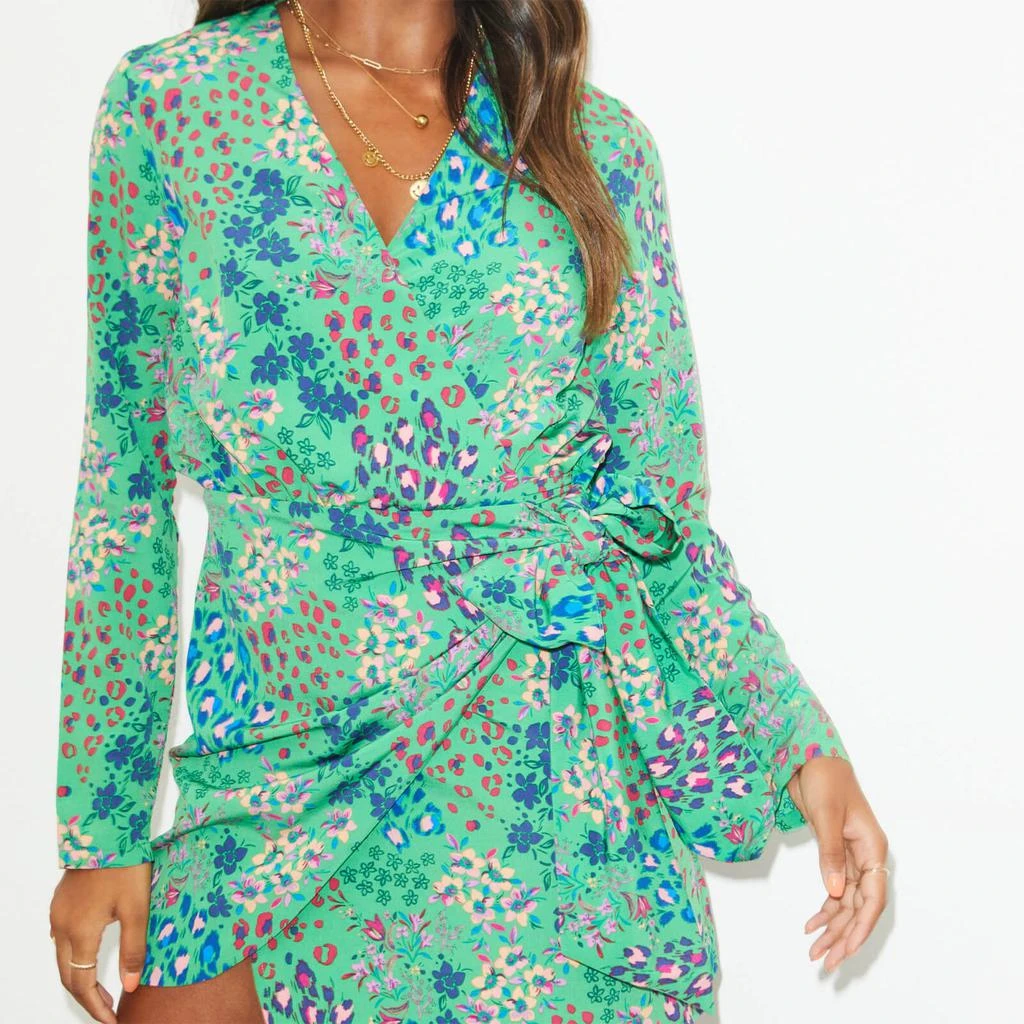 Never Fully Dressed Vienna Animal Print Crepe Wrap Dress 商品