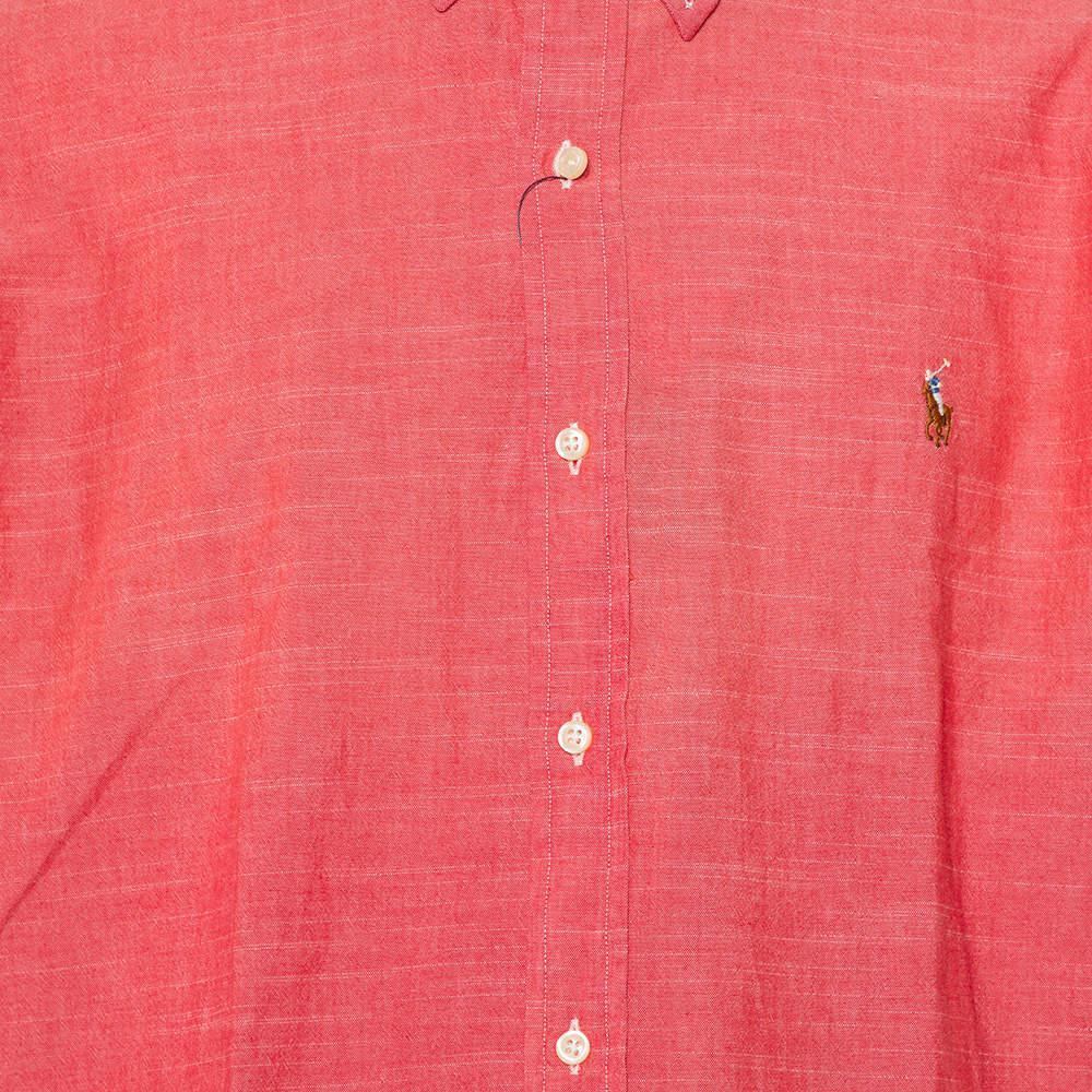 商品[二手商品] Ralph Lauren|Ralph Lauren Pink Cotton Logo Embroidered Button Front Shirt XL,价格¥912,第6张图片详细描述