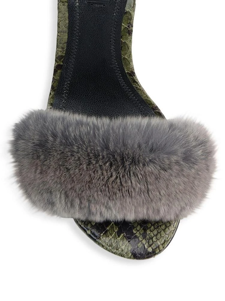 商品Alexander Wang|Abby Tilt-Heel Rabbit Fur & Snakeskin Sandals,价格¥2083,第3张图片详细描述