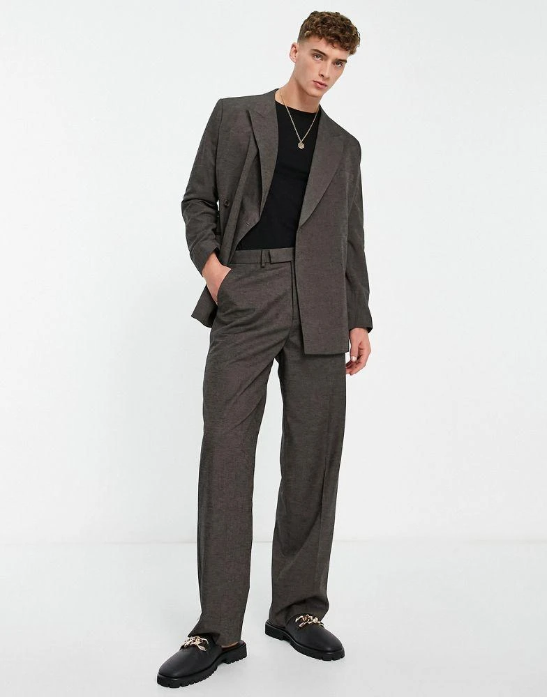 商品ASOS|ASOS DESIGN slim wrap suit jacket in brown twill,价格¥581,第3张图片详细描述