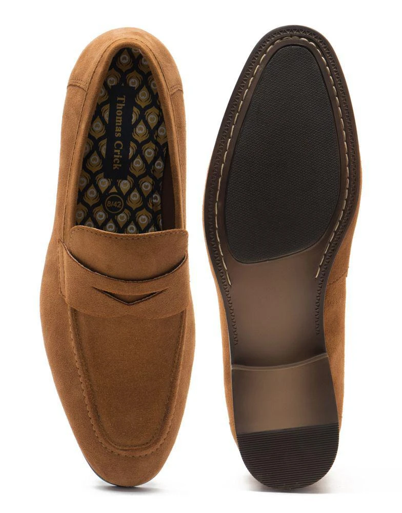 商品Thomas Crick|THOMAS CRICK HARLEY loafer suede leather slip-on loafer shoes in light stone,价格¥340,第2张图片详细描述