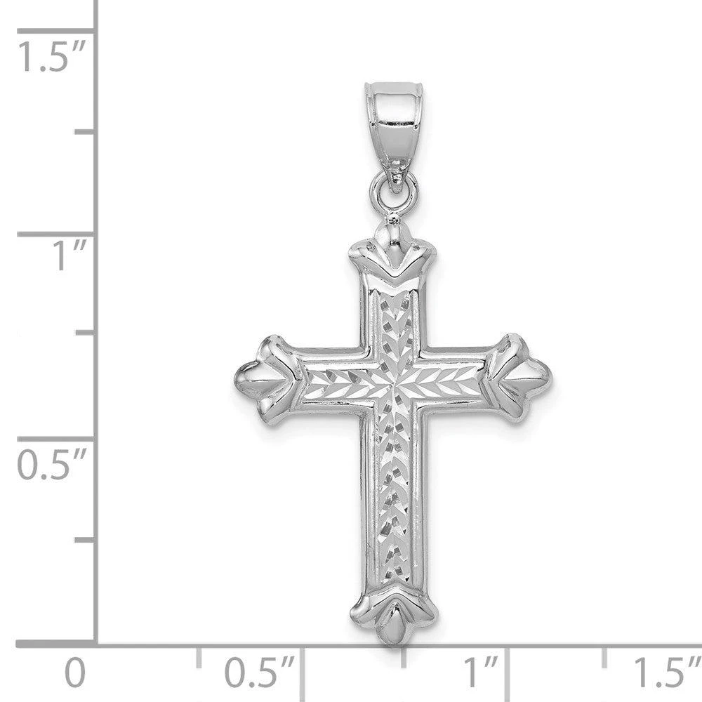 商品Diamond2Deal|14k White Gold Reversible Diamond-cut Cross Pendant,价格¥1703,第3张图片详细描述