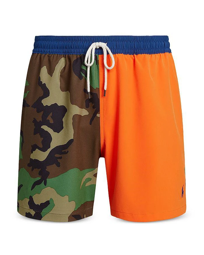 5.75-Inch Camo Color Blocked Classic Fit Swim Trunks 商品