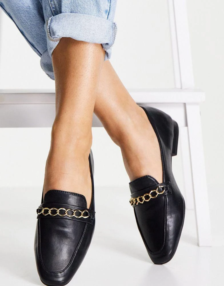 商品ASOS|ASOS DESIGN Mingle chain loafers in black,价格¥204,第1张图片