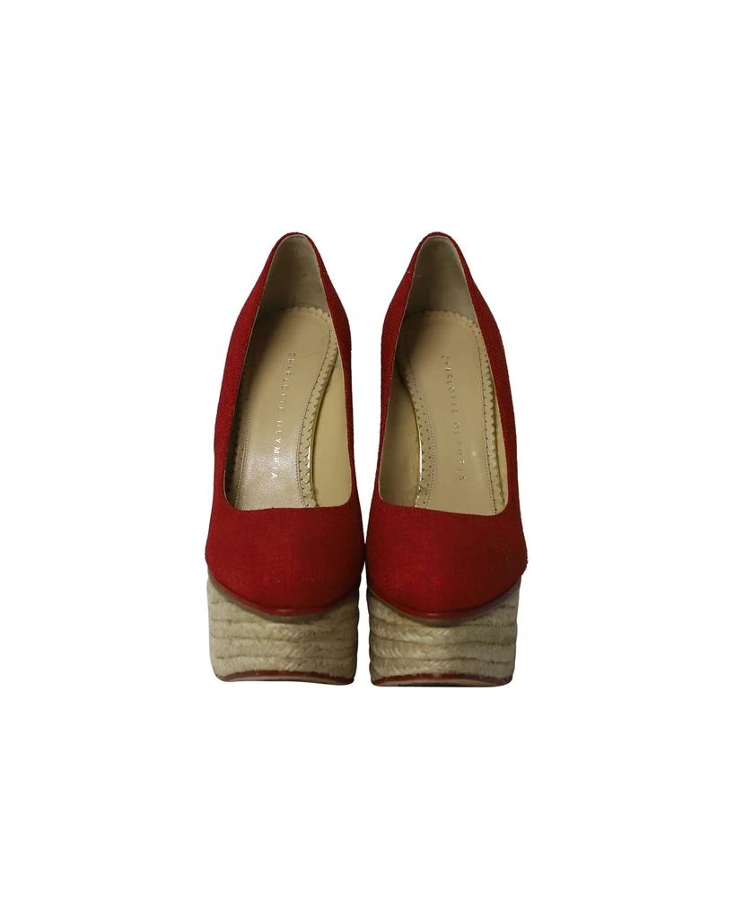 商品[二手商品] Charlotte Olympia|Carmen Espadrille Platform Wedge Pumps in Red Canvas,价格¥2486,第2张图片详细描述