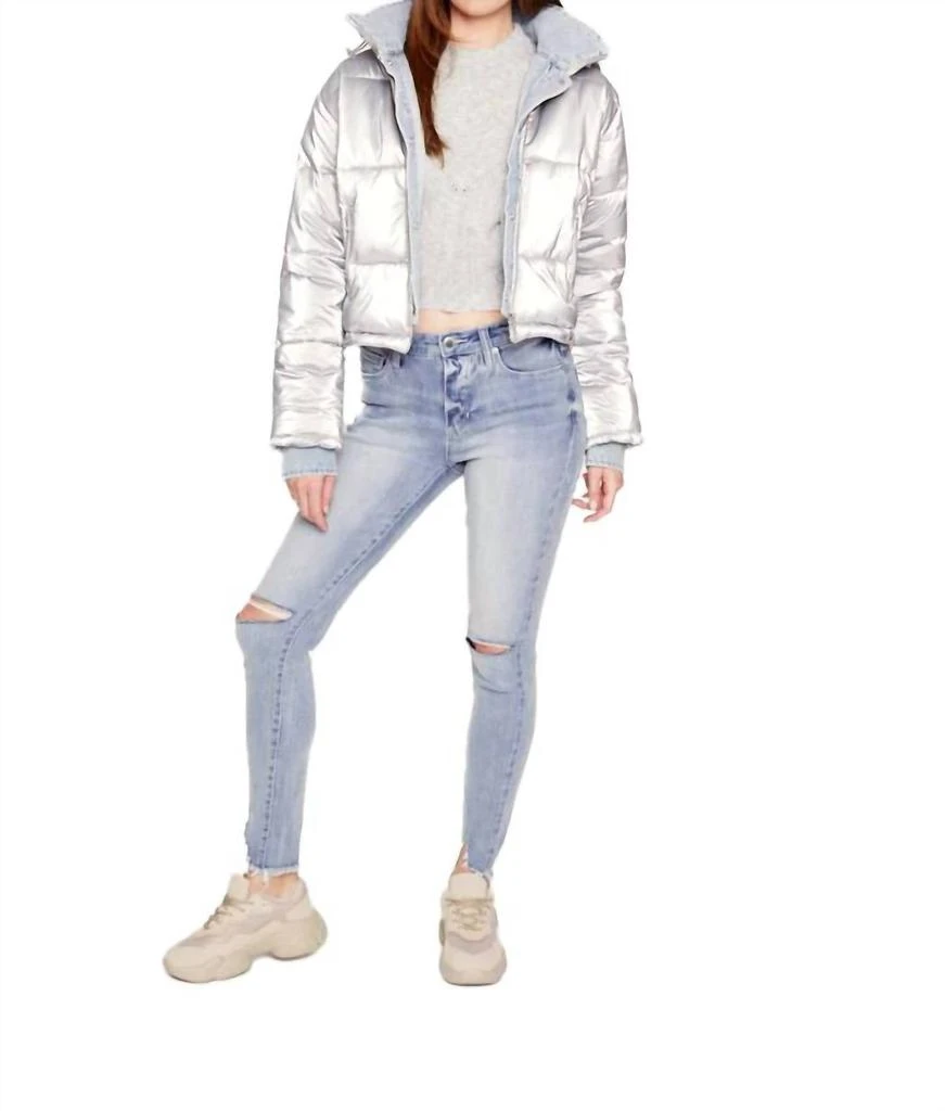 商品Blue Revival|In The Mix Denim Ouffer Jacket In Silver,价格¥1047,第1张图片