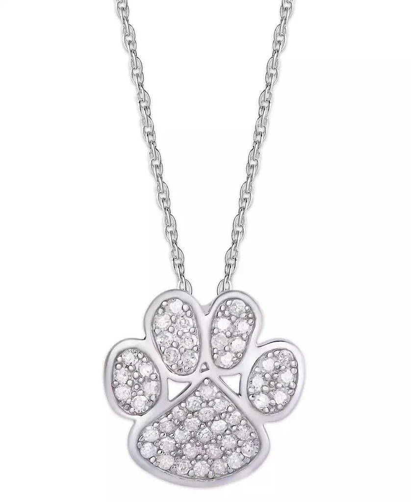 商品Macy's|Diamond 1/4 ct. t.w. Paw Print Pendant Necklace in Sterling Silver,价格¥4543,第1张图片