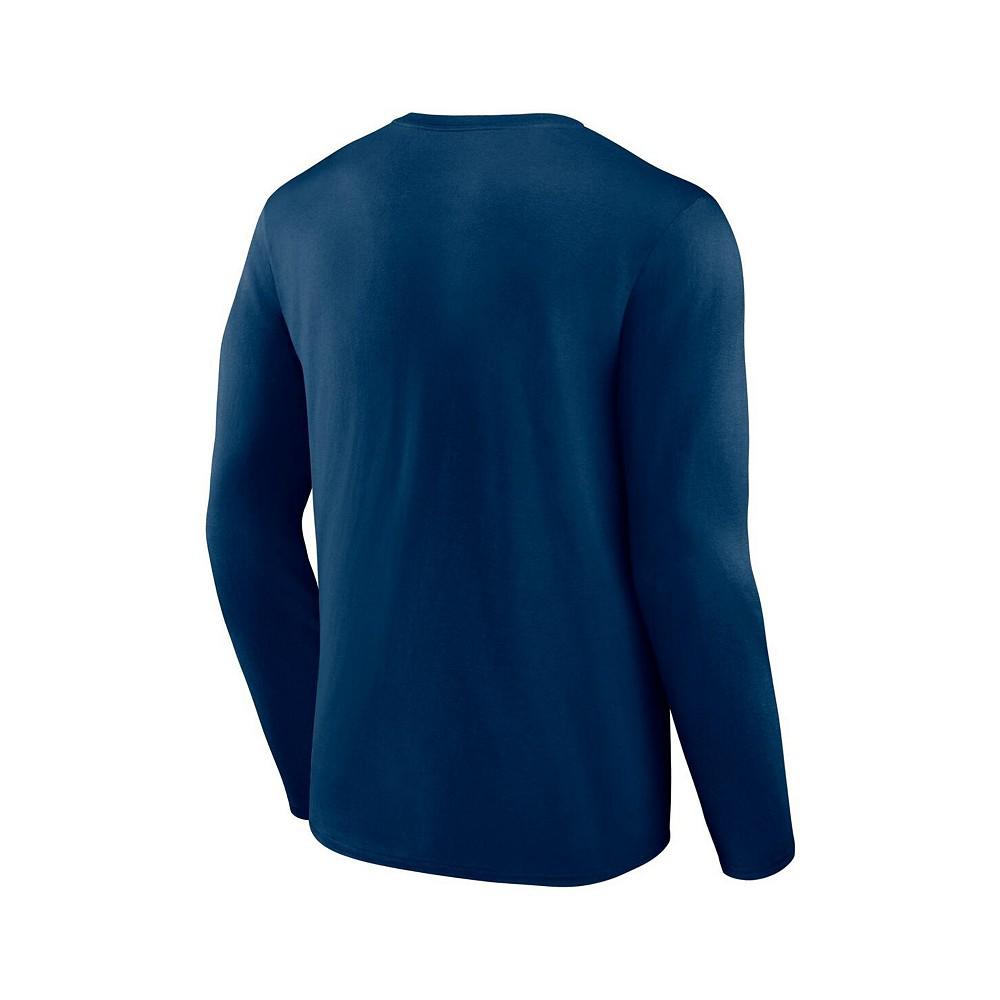 Men's Branded Deep Sea Blue Seattle Kraken Authentic Pro Core Collection Prime Wordmark Long Sleeve T-shirt商品第2张图片规格展示