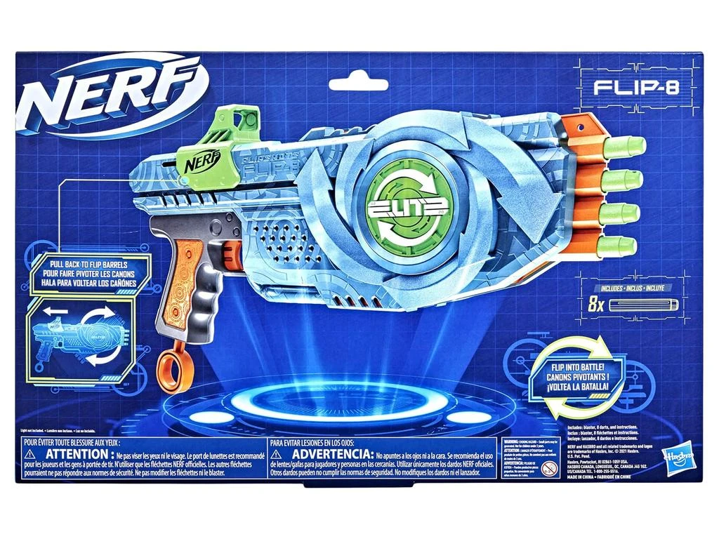 商品Nerf|Elite 2.0 Flipshots Flip-8 Blaster, Rotating Dart Barrels, 8-Dart Capacity, 8 Elite Darts, Toy Foam Blasters, Kids Outdoor Games & Toys for Boys & Girls , Blue,价格¥159,第3张图片详细描述