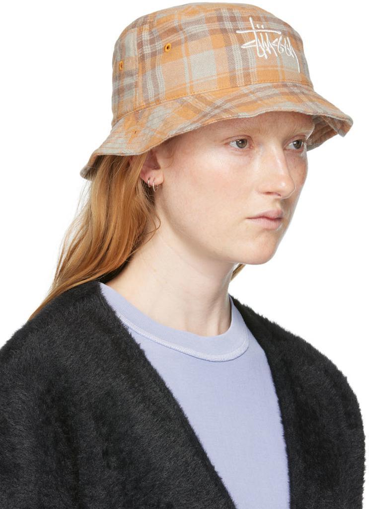 商品STUSSY|Orange Earth Plaid Basic Bucket Hat,价格¥382,第4张图片详细描述