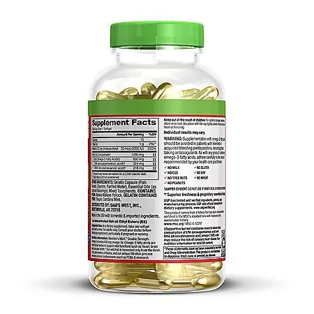 商品Member's Mark|Member's Mark 600mg Omega-3 from Fish Oil with 50 mcg Vitamin D3 Softgels (200 ct.),价格¥116,第2张图片详细描述