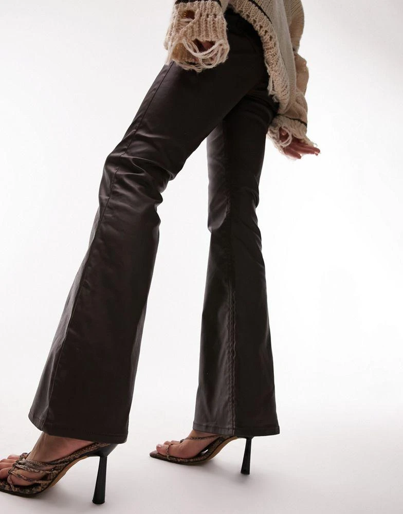 商品Topshop|Topshop Jamie flare jeans in coated brown,价格¥343,第1张图片