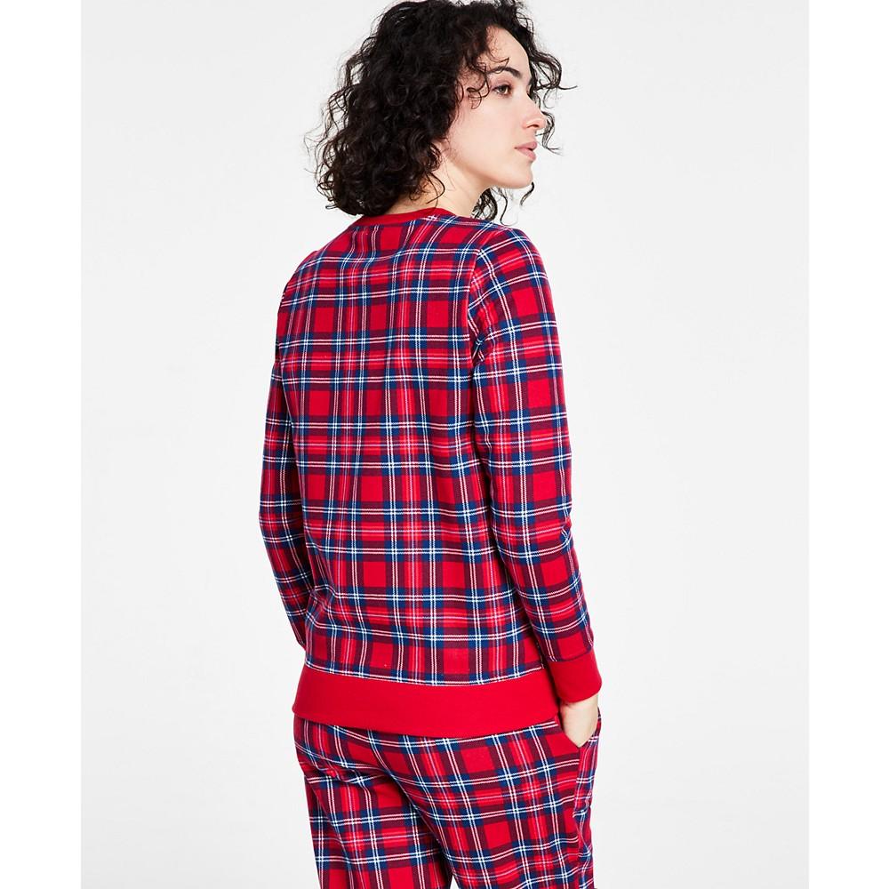 Women's Printed Plaid Matching Crewneck Top, Created for Macy's商品第2张图片规格展示