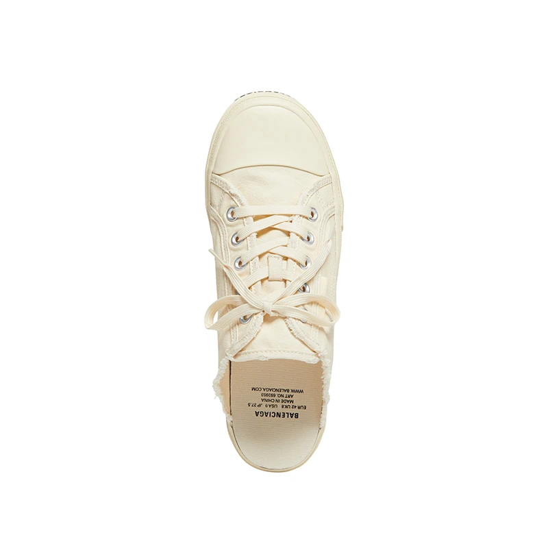 Balenciaga/巴黎世家 经典款 女士白色磨损棉质材料露跟穆勒鞋帆布鞋 商品