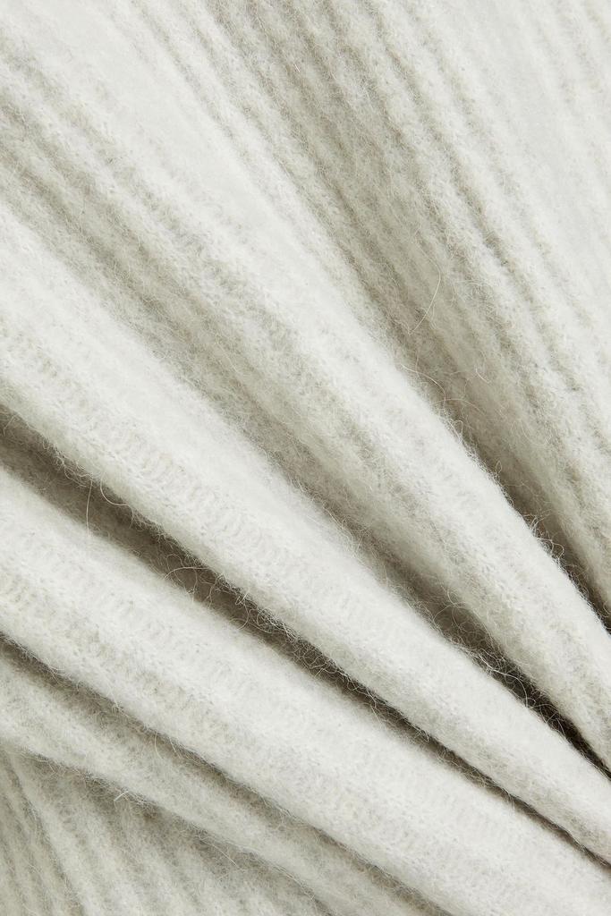 Pointelle-trimmed ribbed-knit turtleneck sweater商品第4张图片规格展示