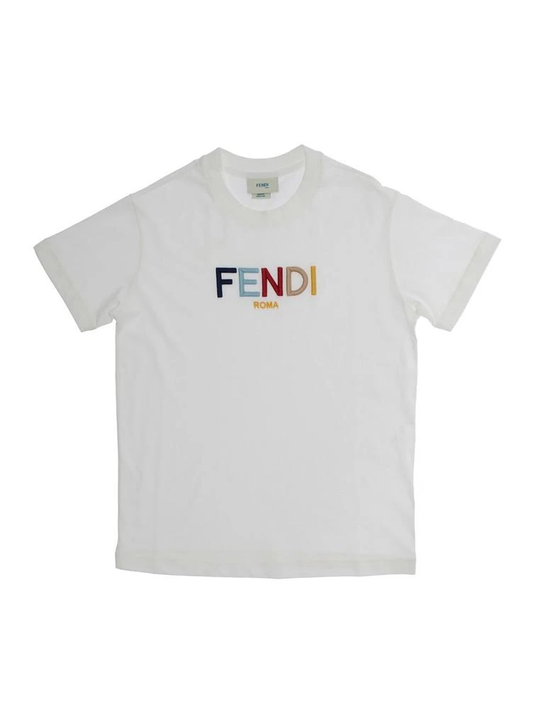 商品Fendi|Fendi Kids Logo Embroidered Crewneck T-Shirt,价格¥1083,第1张图片