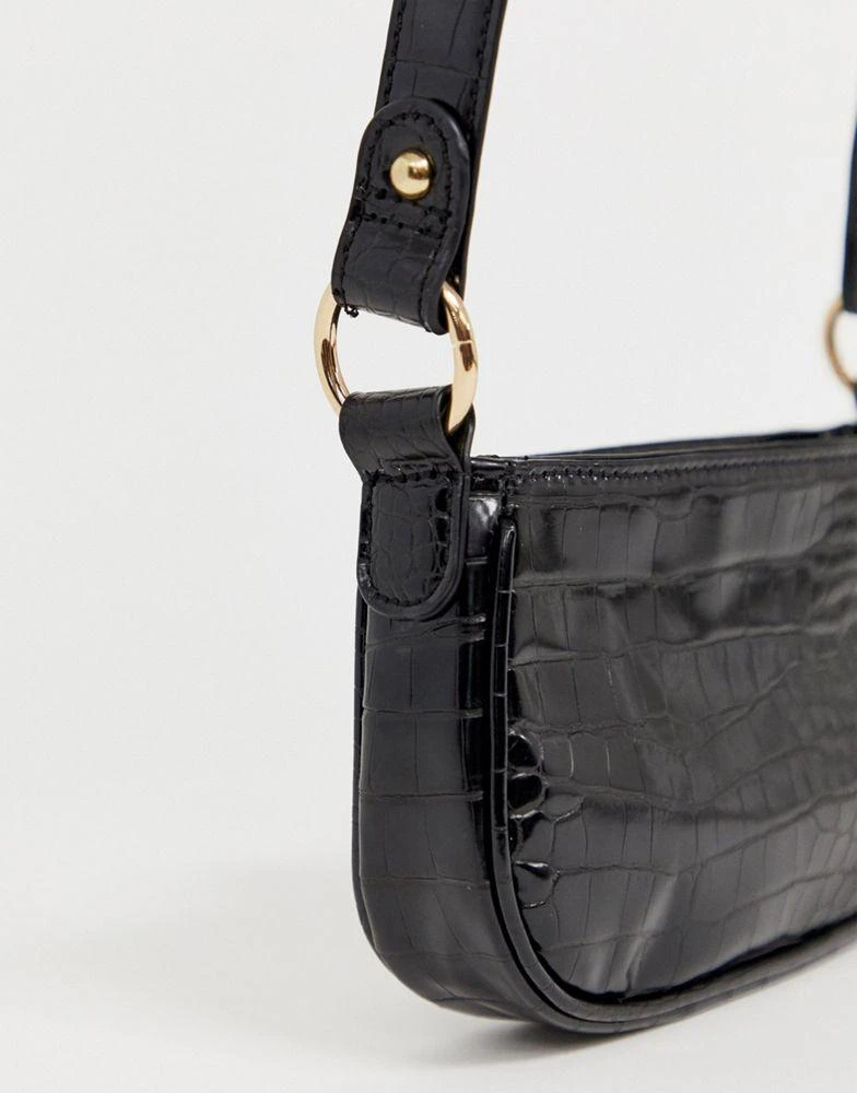 商品ASOS|ASOS DESIGN croc effect 90s shoulder bag in black,价格¥164,第2张图片详细描述