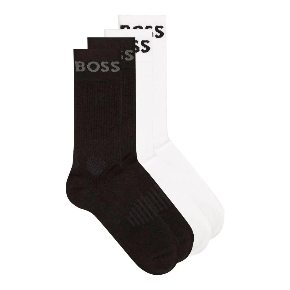 商品Hugo Boss|BOSS 2 Pack Sports Sock - Black / White,价格¥129,第1张图片