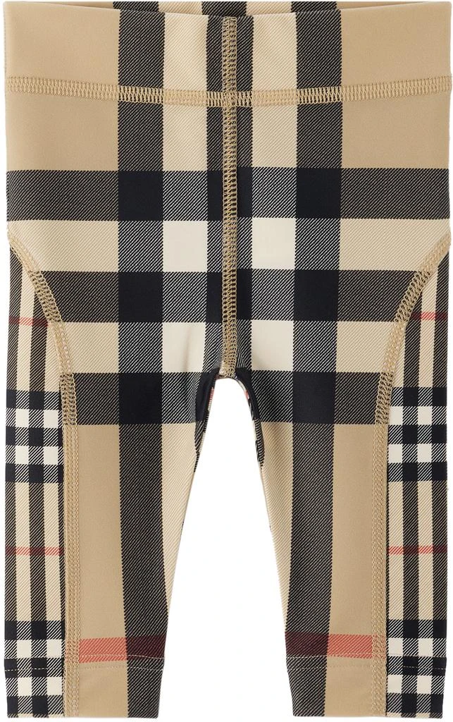 商品Burberry|驼色 Contrast Check 婴儿长裤,价格¥2016,第1张图片