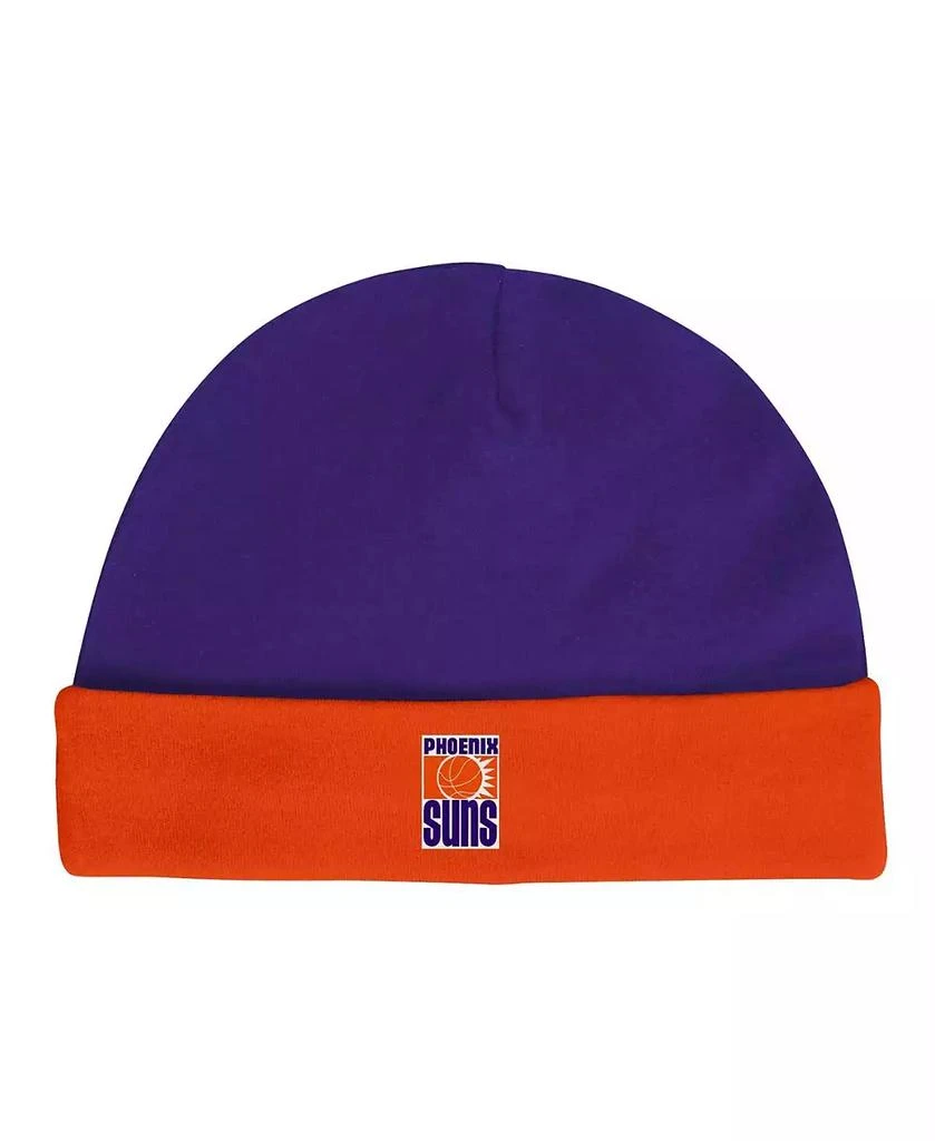 商品Mitchell & Ness|Infant Boys and Girls Blue, Orange Phoenix Suns Hardwood Classics Bodysuits and Cuffed Knit Hat Set,价格¥298,第4张图片详细描述