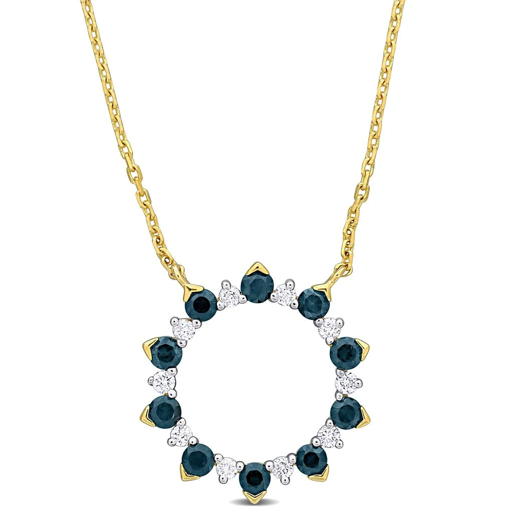 商品Mimi & Max|5/8ct TGW Blue Sapphire and 1/6ct TDW Diamond Pendant with Chain in 10k Yellow Gold - 16.5 in,价格¥3430,第1张图片