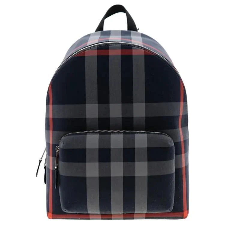 商品[国内直发] Burberry|博柏利 可调节肩带拉链开合格纹设计 棉质 双肩包 男款 深蓝色拼红色,价格¥4288,第1张图片