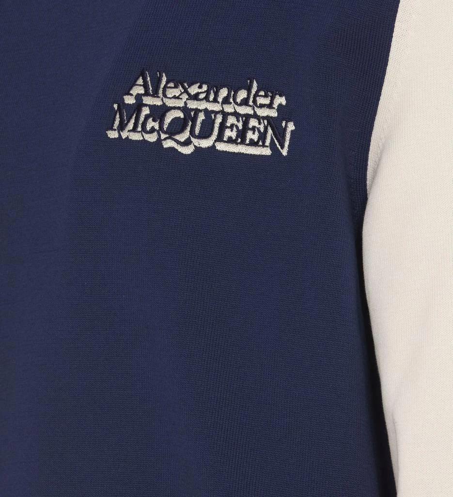 商品Alexander McQueen|Blue And White Pullover With Embroidered Logo,价格¥5404,第3张图片详细描述