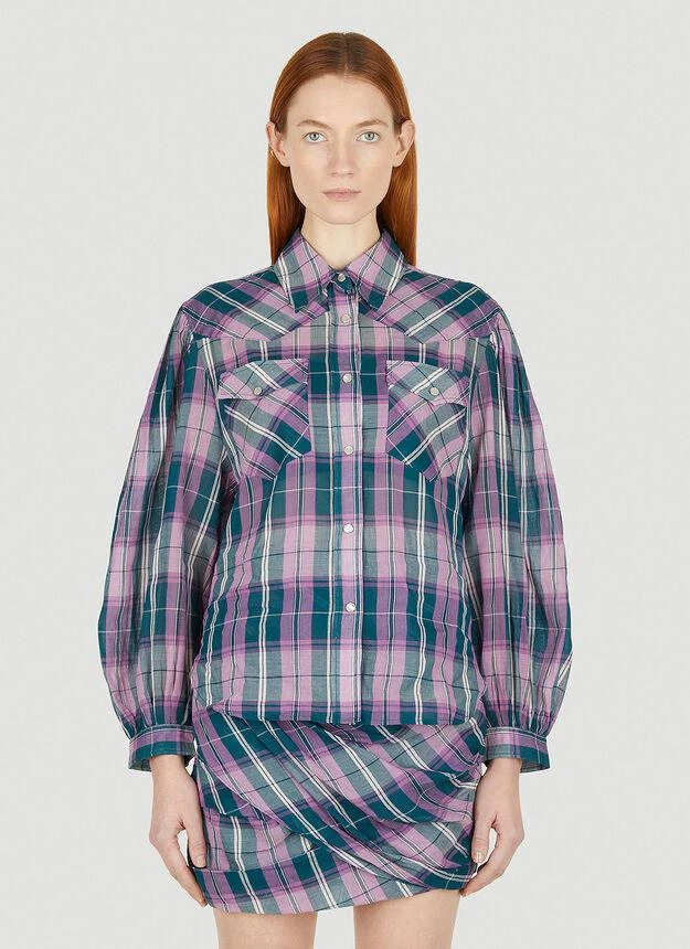 商品Isabel Marant|Bethany Puff Sleeve Shirt in Purple,价格¥1020,第1张图片