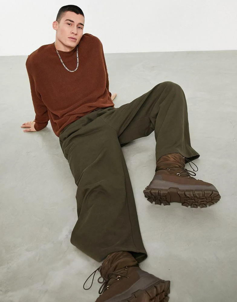 商品ASOS|ASOS DESIGN ribbed co-ord cotton jumper in brown,价格¥139,第4张图片详细描述