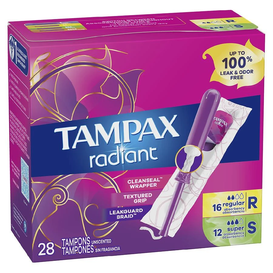 商品Tampax|Radiant Tampons, Multipack Unscented, Regular + Super Absorbency,价格¥86,第2张图片详细描述