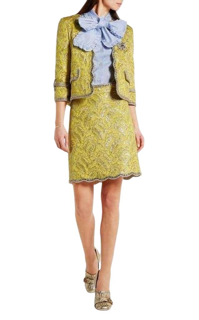 商品Gucci|Yellow Brocade Jacquard Mini Skirt,价格¥6099,第3张图片详细描述