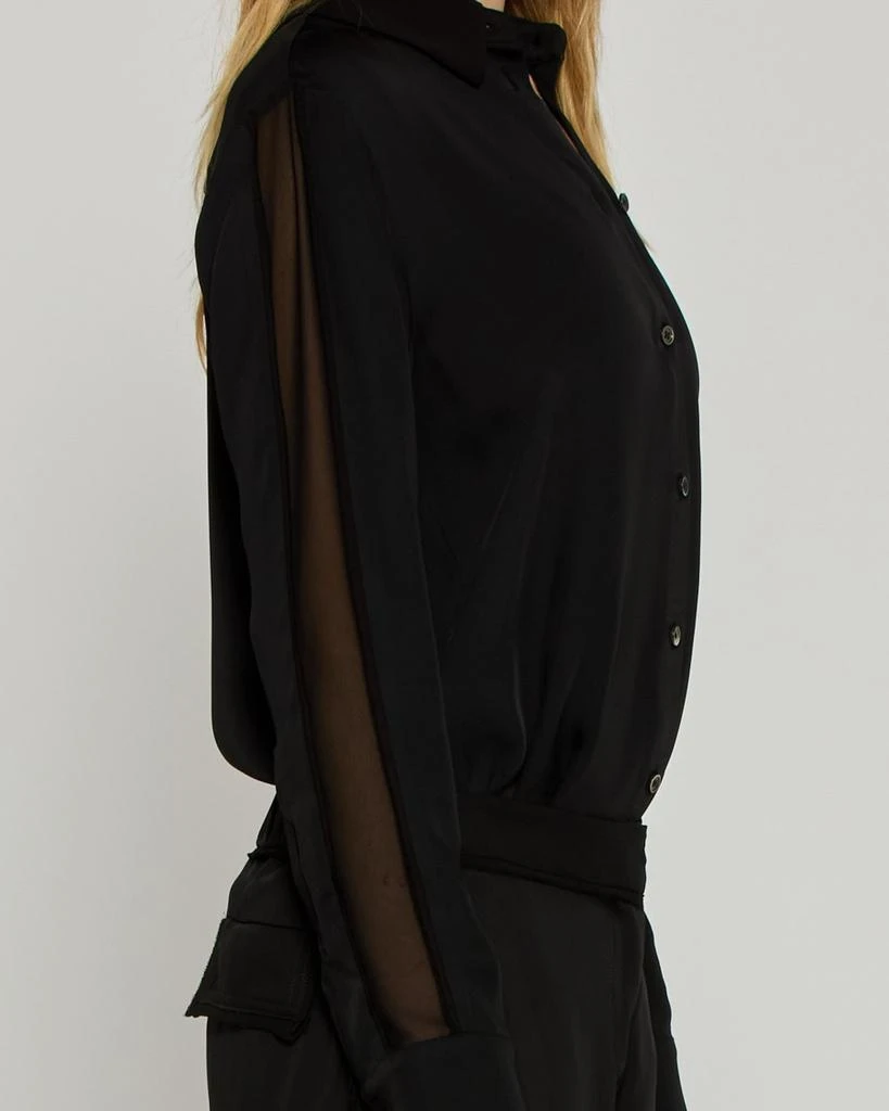 Classic Shirt With Georgette Trim - Black 商品