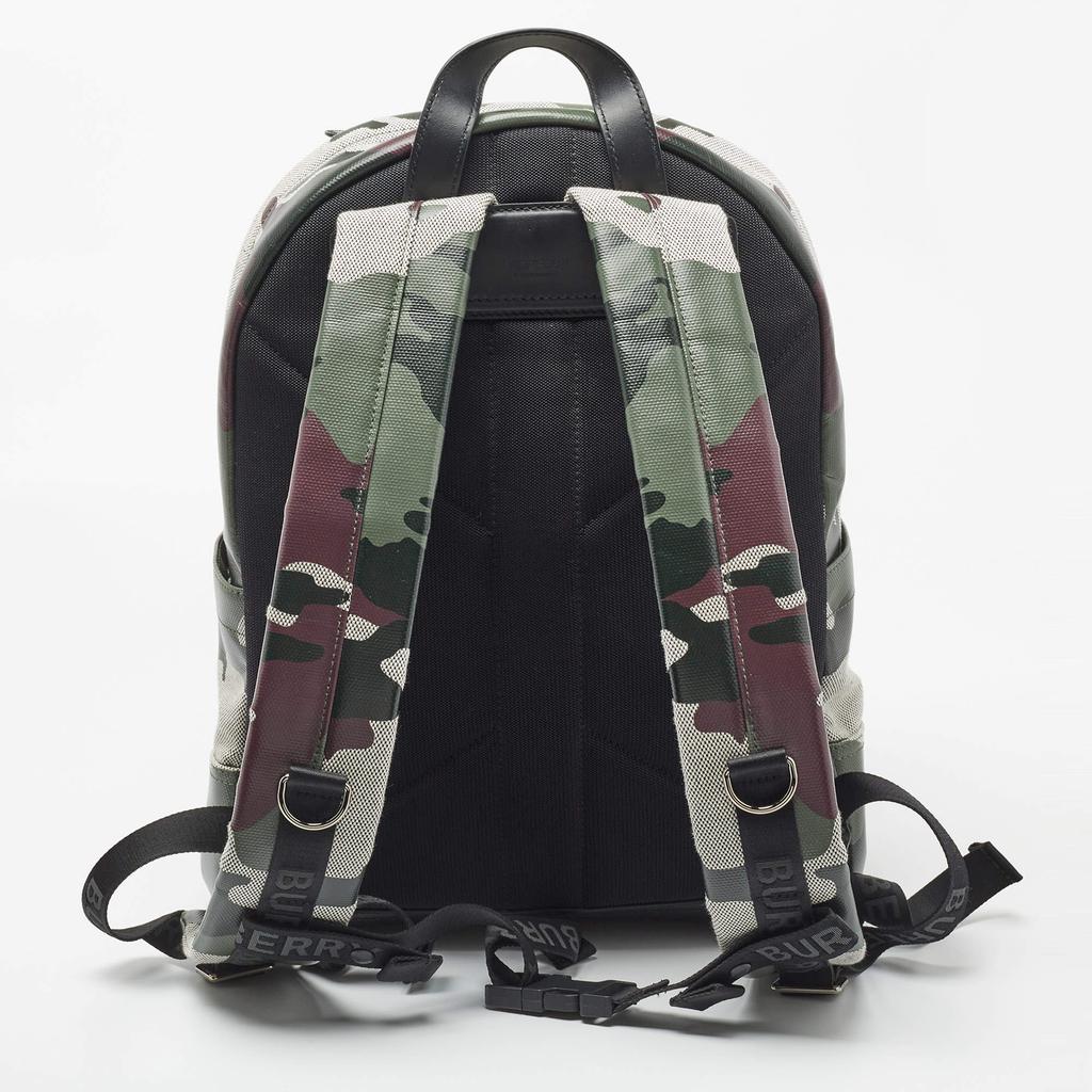 Burberry Green Camoflauge Coated Canvas and Leather Backpack商品第4张图片规格展示