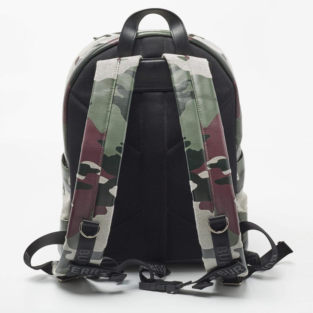 商品Burberry|Burberry Green Camoflauge Coated Canvas and Leather Backpack,价格¥8135,第6张图片详细描述