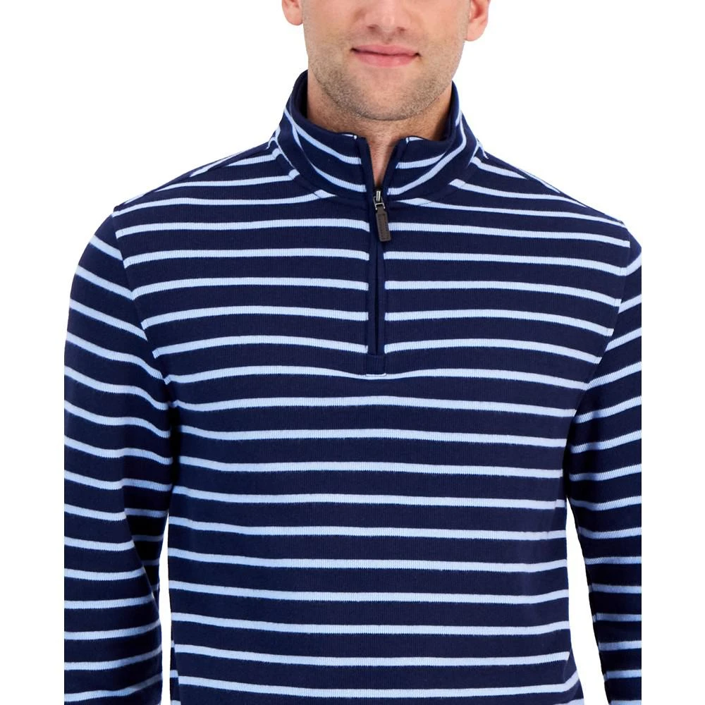 商品Club Room|Men's Classic Fit Striped French Rib Quarter-Zip Sweater, Created for Macy's,价格¥114,第3张图片详细描述