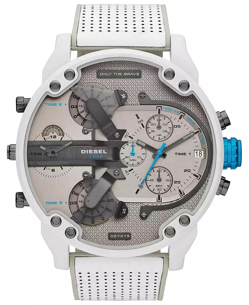 商品Diesel|Men's Chronograph Mr. Daddy 2.0 White Leather Strap Watch 57mm,价格¥2940,第1张图片